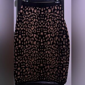 Ninety Black and Brown Leopard Print Pencil Skirt